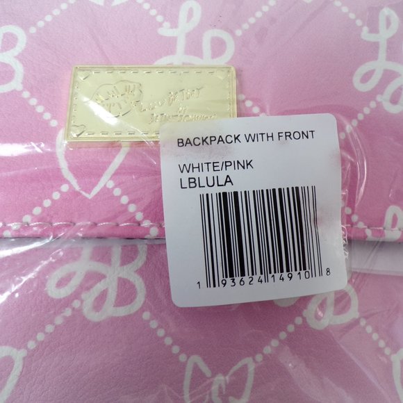 Luv Betsey Pink White Ombre Logo, Small Adult Backpack with Front Pocket Stylish
